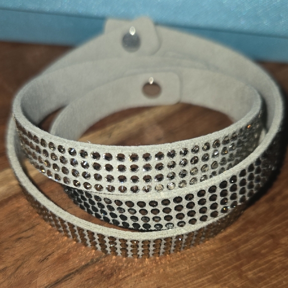 Touchstone Crystal Jewelry - Touchstone Crystal Suede Rhinestone Wrap Bracelet By Swarovski